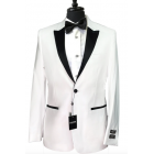 Couture 1910 Stretch 1-Button White Peak Lapel Coat and Contrasting Black Pants